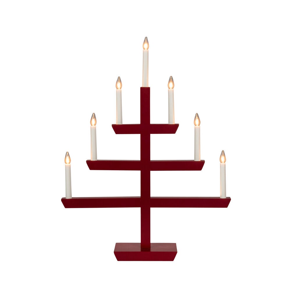 Träljusstake 7 lampor, röd
