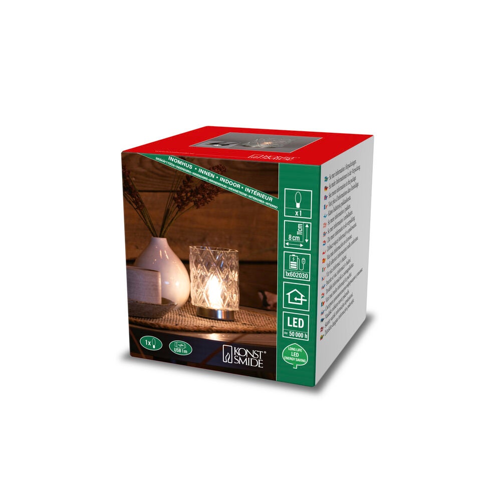 Rechargeable Glass Candle. LED