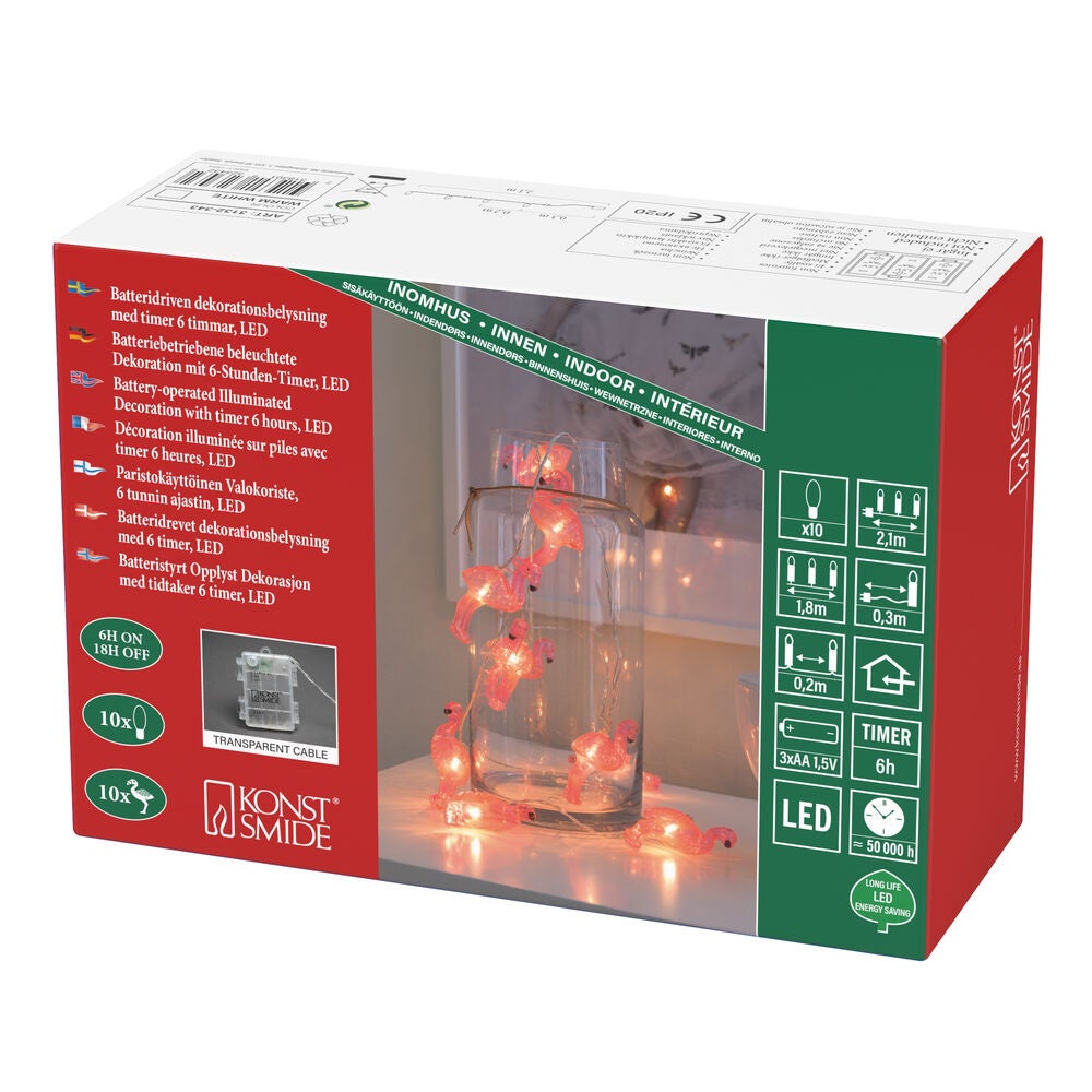 Light Set 10 Flamingos LED B/O