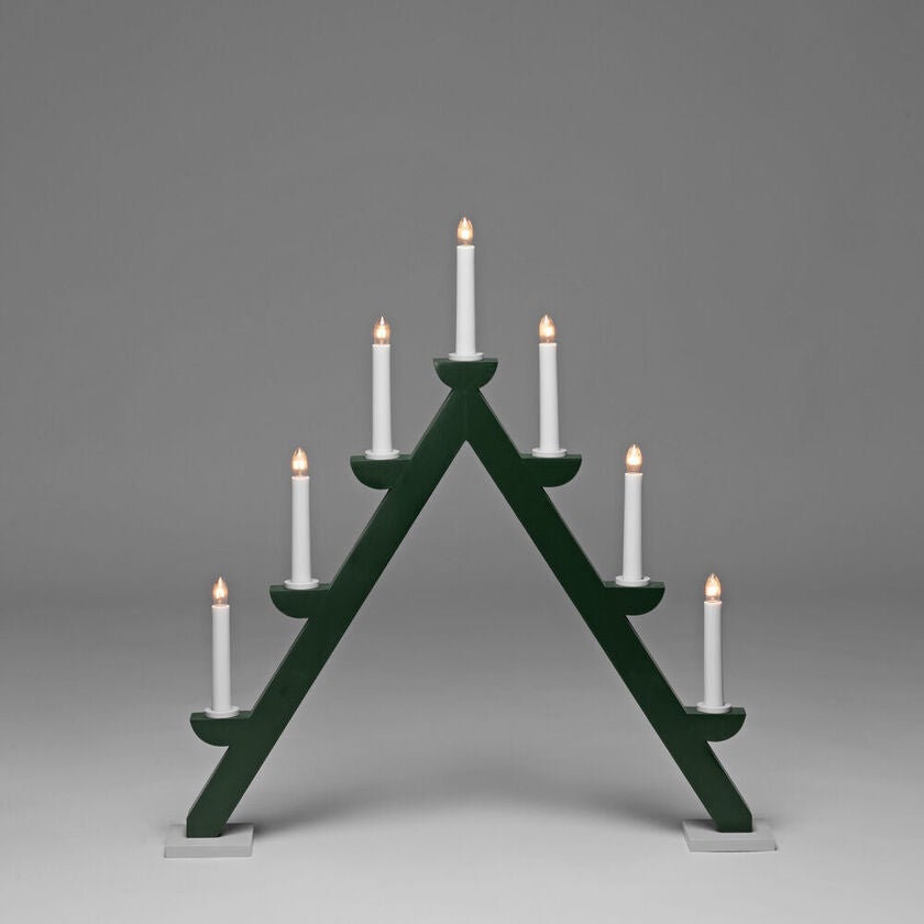Candlestick wood 7bulbs, green