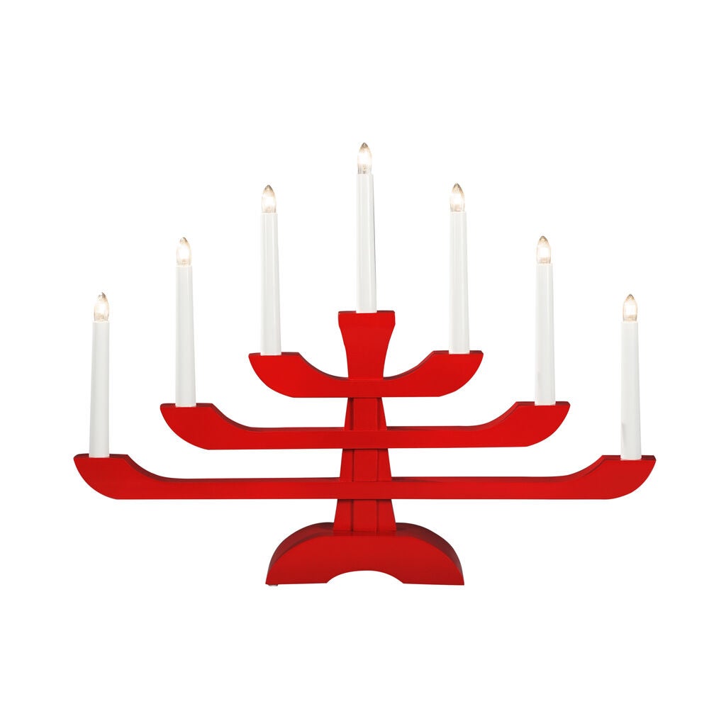 Elljusstake 7 lj trä röd