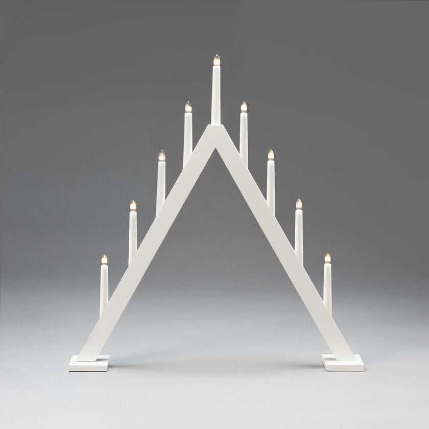 Elljusstake 9 ljus trä vit