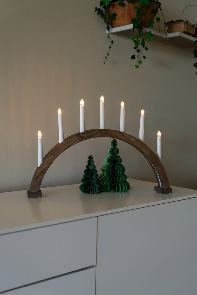 Elljusstake båge 7 ljus vit