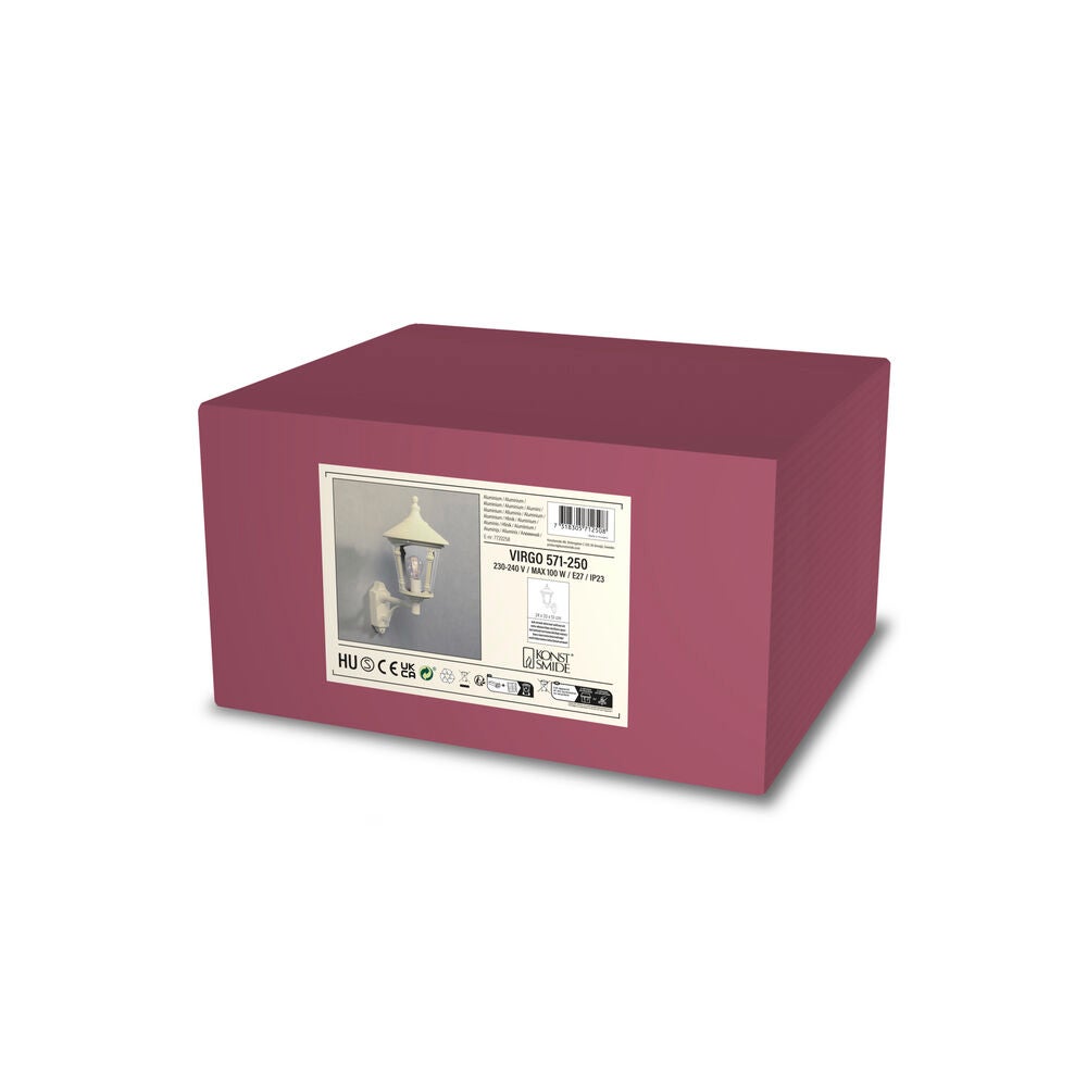 Virgo vägglykta upp E27 vit