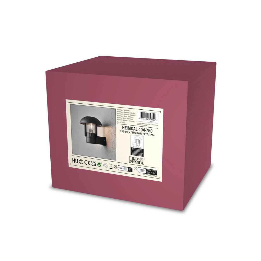 Heimdal vägglykta E27 svart