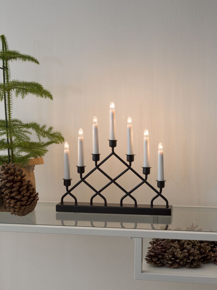 7 Bulb Metal Candlestick Black