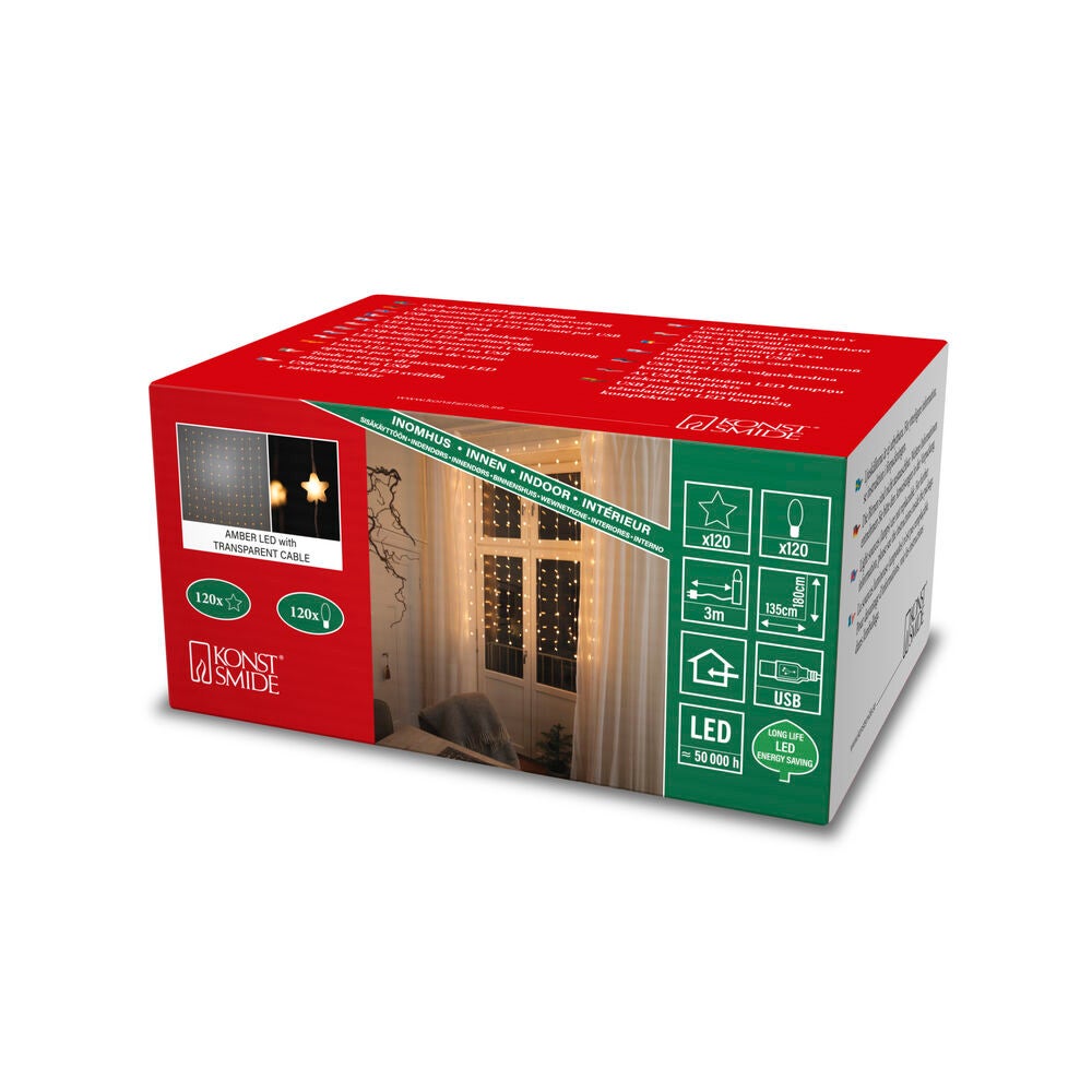 Gardinslinga 120 amber LED USB