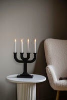 Elljusstake 4 ljus trä svart