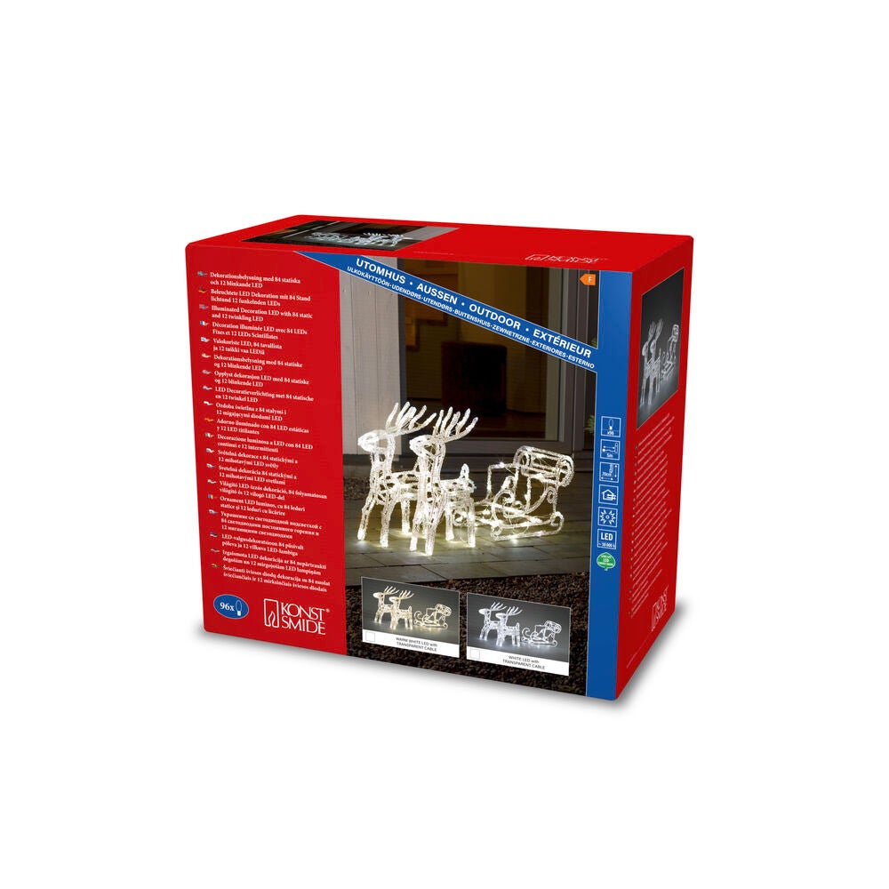 Acrylic reindeers+sledge, LED