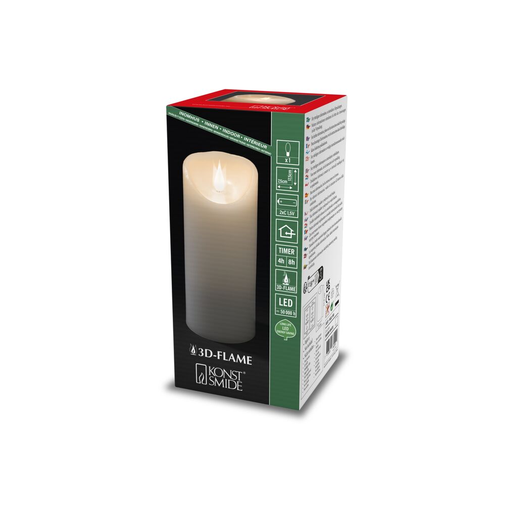 Vaxljus 7,6x17,8cm LED vit