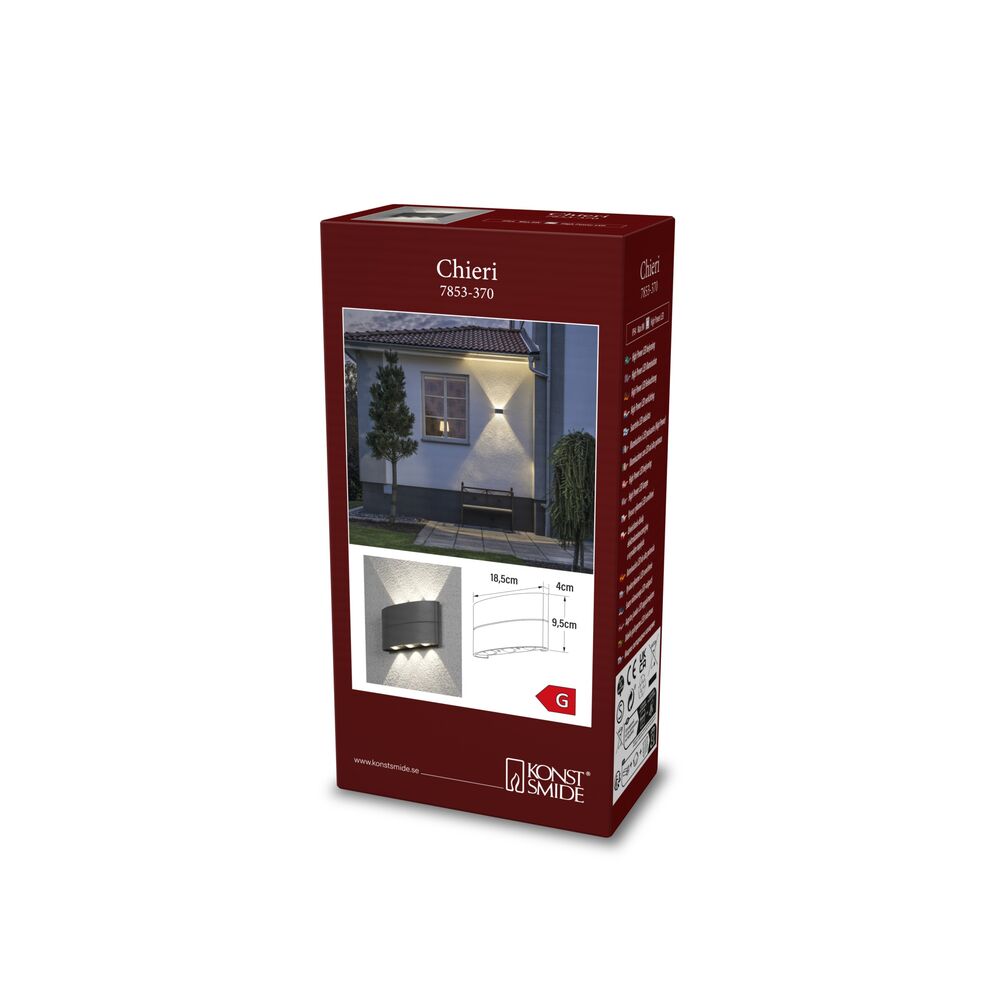 Chieri vägglykta 8W LED mgrå