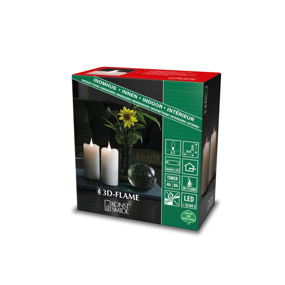 Vaxljus 5x10cm LED vitt 2st