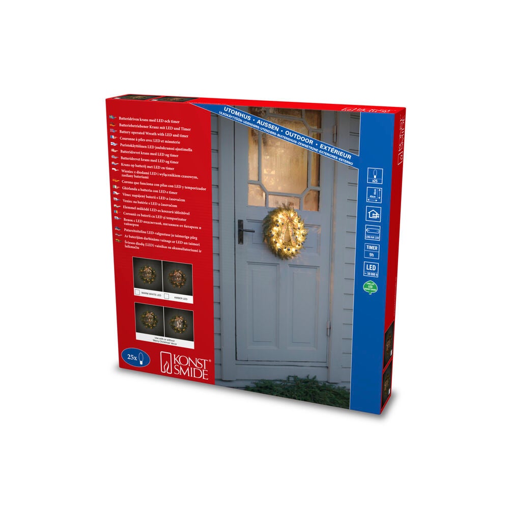 B/O Wreath, 40cm 25 LED