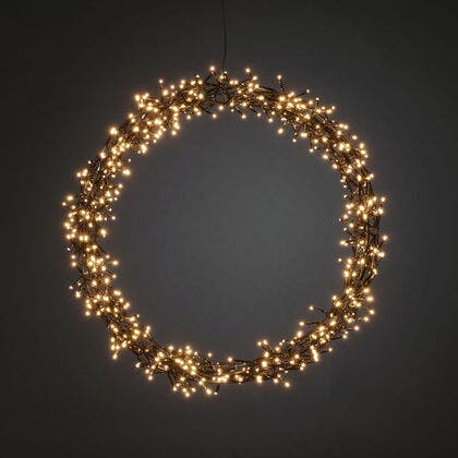 Wreath black metal, 50cm, LED