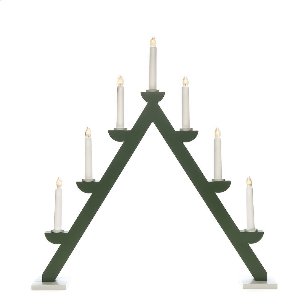 Candlestick wood 7bulbs, green