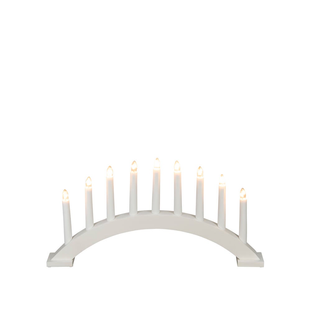 Elljusstake 9 ljus trä vit