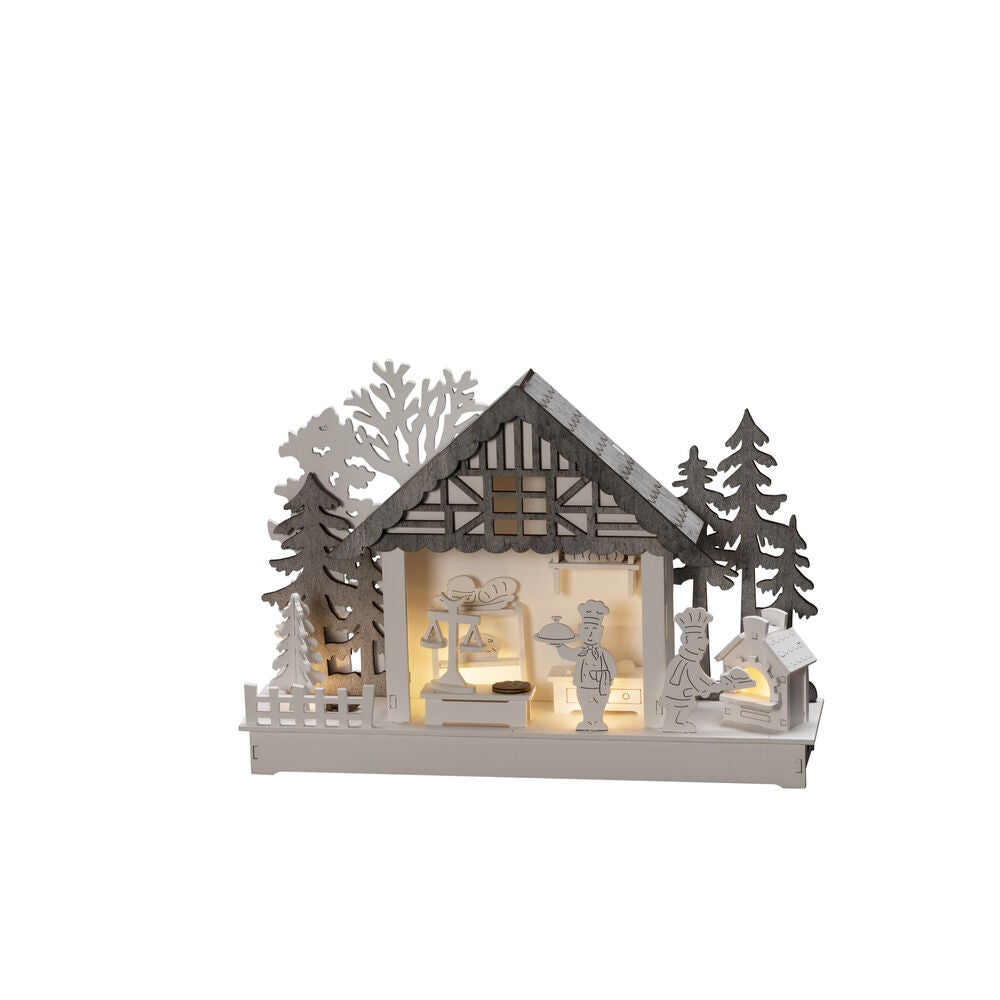 Siluett motiv hus trä 4 LED